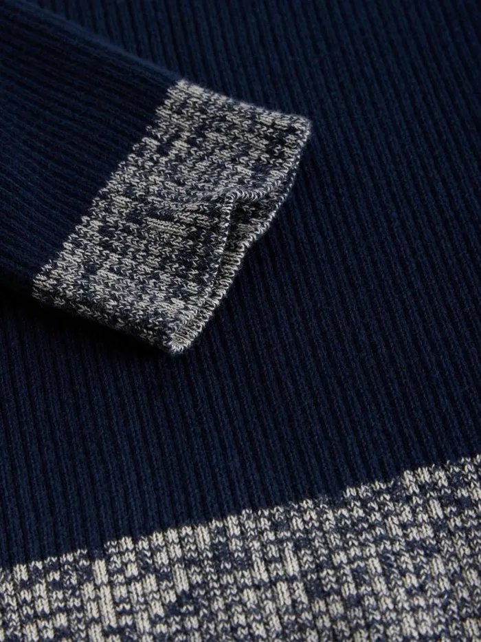 Women RIB COLLAR JUMPER Navy Multi White Stuff Knitwear