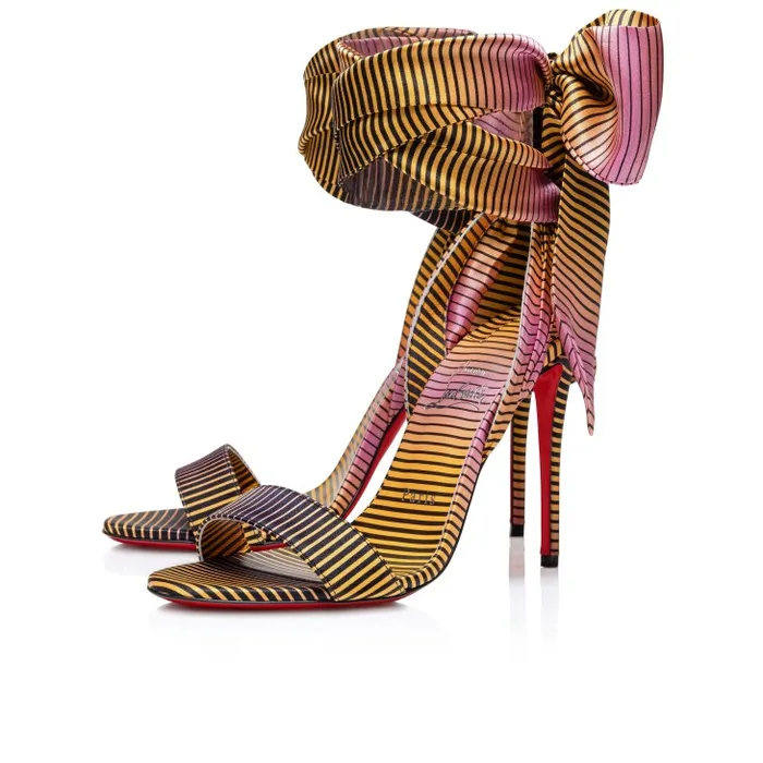 Women Sandale Du Dsert 100 Mm Strappy Sandals 8211 Aftersun Printed Crepe Satin 8211 Multicolor Christian Louboutin Sandals and Slides