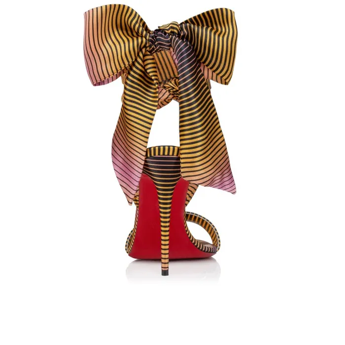 Women Sandale Du Dsert 100 Mm Strappy Sandals 8211 Aftersun Printed Crepe Satin 8211 Multicolor Christian Louboutin Sandals and Slides