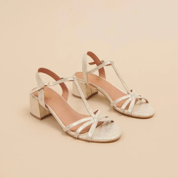 Women Sandals With Heels And Open Toes Platinum JONAK Sandals