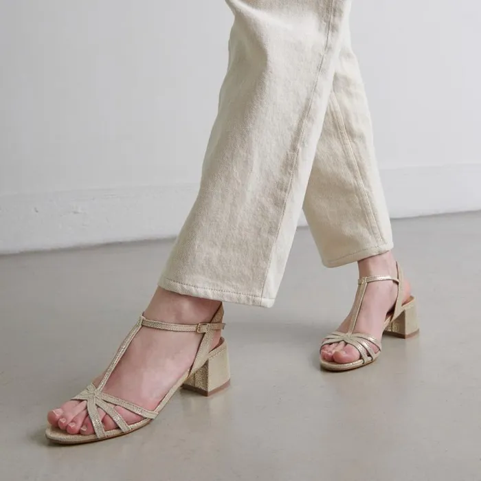 Women Sandals With Heels And Open Toes Platinum JONAK Sandals