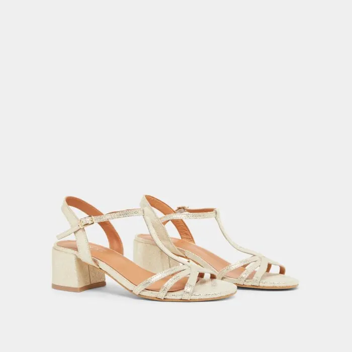 Women Sandals With Heels And Open Toes Platinum JONAK Sandals