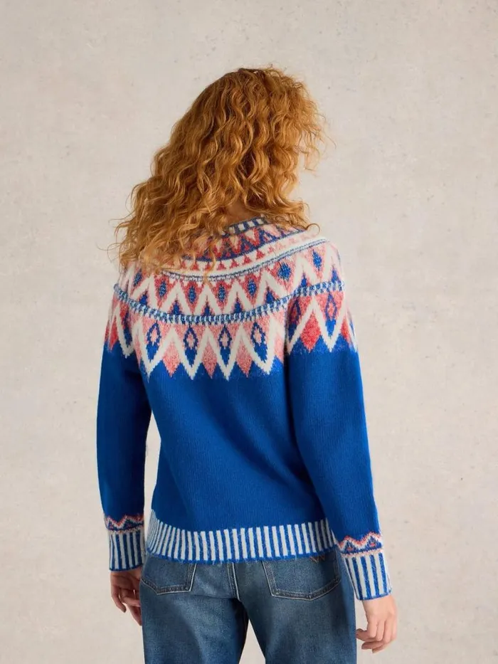 Women SAPPHIRE FAIRISLE JUMPER Blue Multi White Stuff Knitwear
