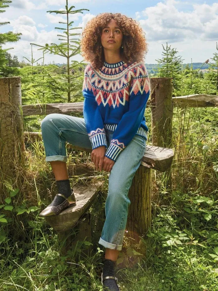 Women SAPPHIRE FAIRISLE JUMPER Blue Multi White Stuff Knitwear