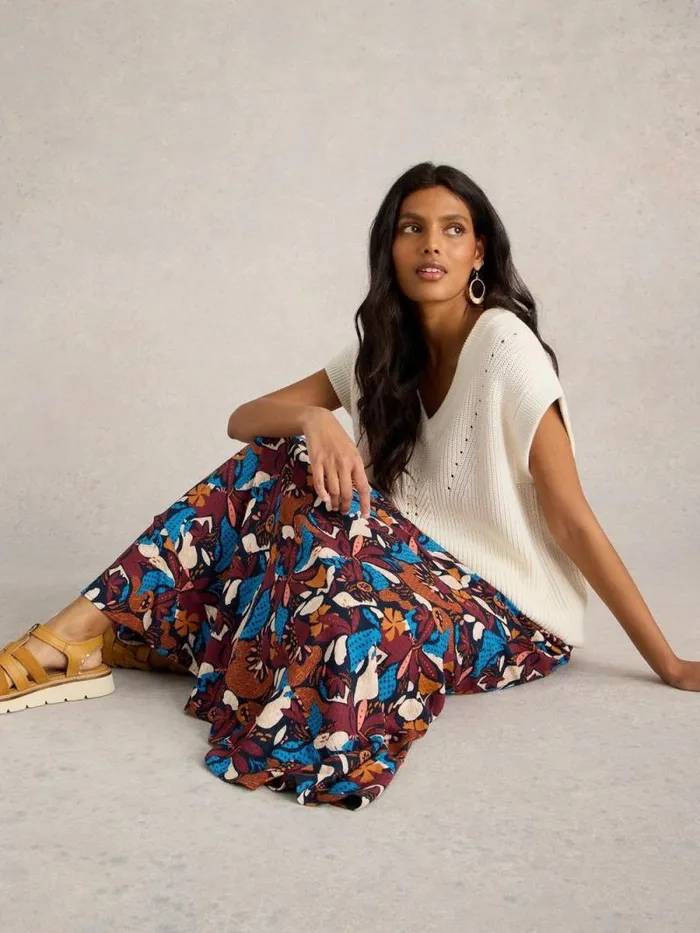 Women Sara Skirt Maxi Navy Print White Stuff Skirts