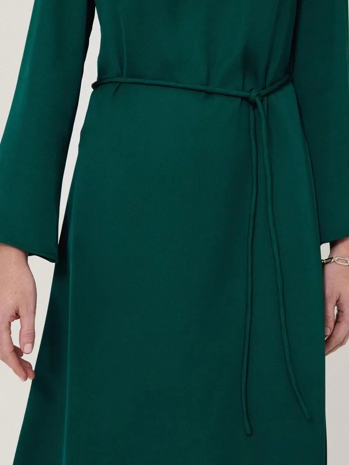 Women Satin Back Crepe Dress Green Jigsaw Party