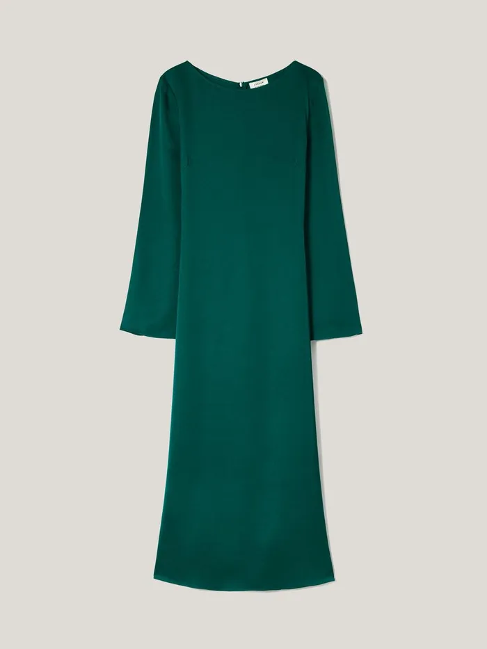 Women Satin Back Crepe Dress Green Jigsaw Party