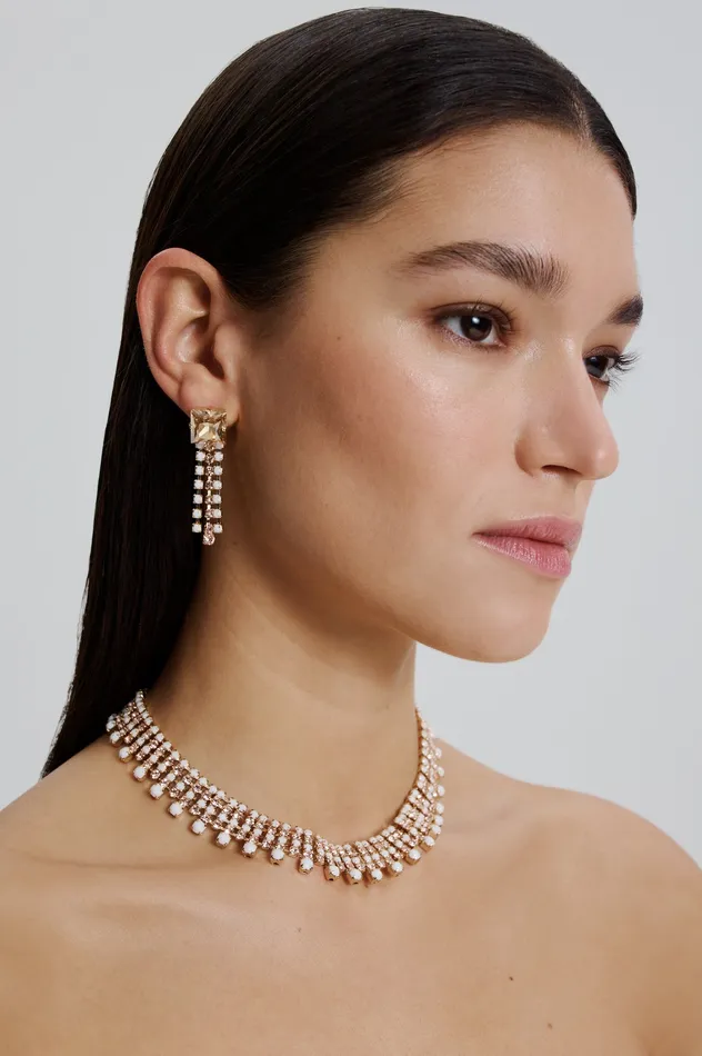 Women Scanlan Theodore OPAL STRASS FRINGE EARRINGS CHALK Jewelry