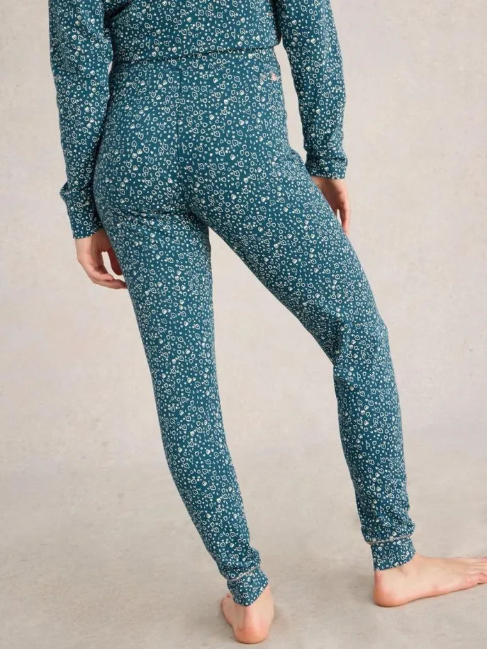 Women Selena Full Length Jersey Legging Teal Print White Stuff Nightwear