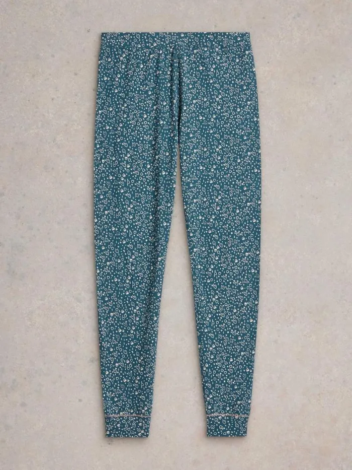 Women Selena Full Length Jersey Legging Teal Print White Stuff Nightwear