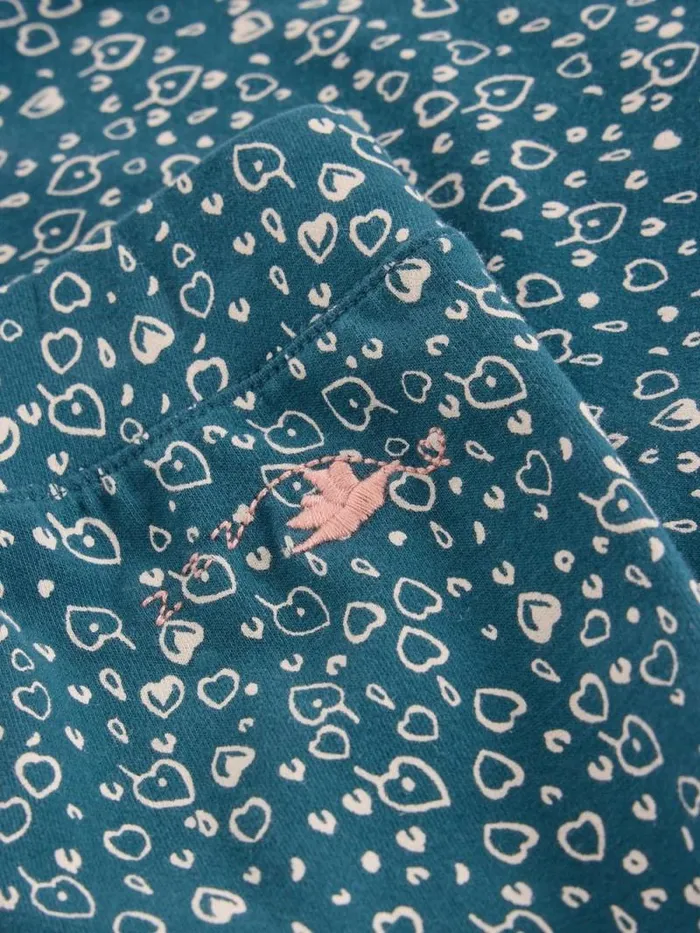 Women Selena Full Length Jersey Legging Teal Print White Stuff Nightwear