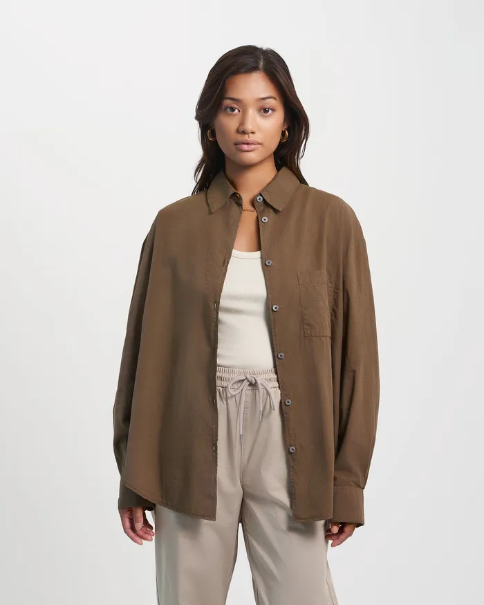 Women Shirts Colorfulstandard Organic Oversized Shirt 8211 Cedar Brown