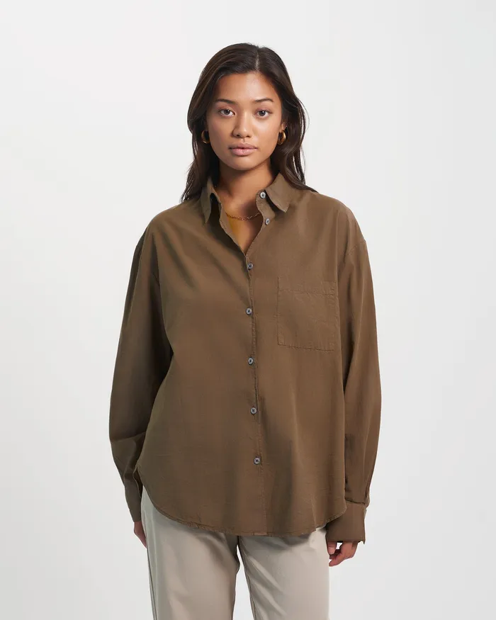 Women Shirts Colorfulstandard Organic Oversized Shirt 8211 Cedar Brown