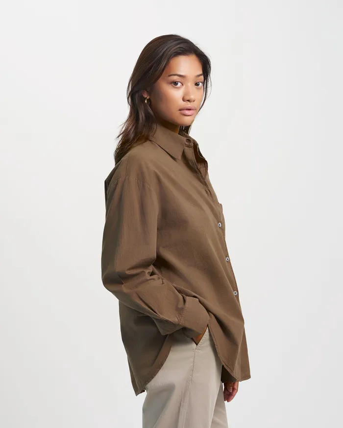 Women Shirts Colorfulstandard Organic Oversized Shirt 8211 Cedar Brown
