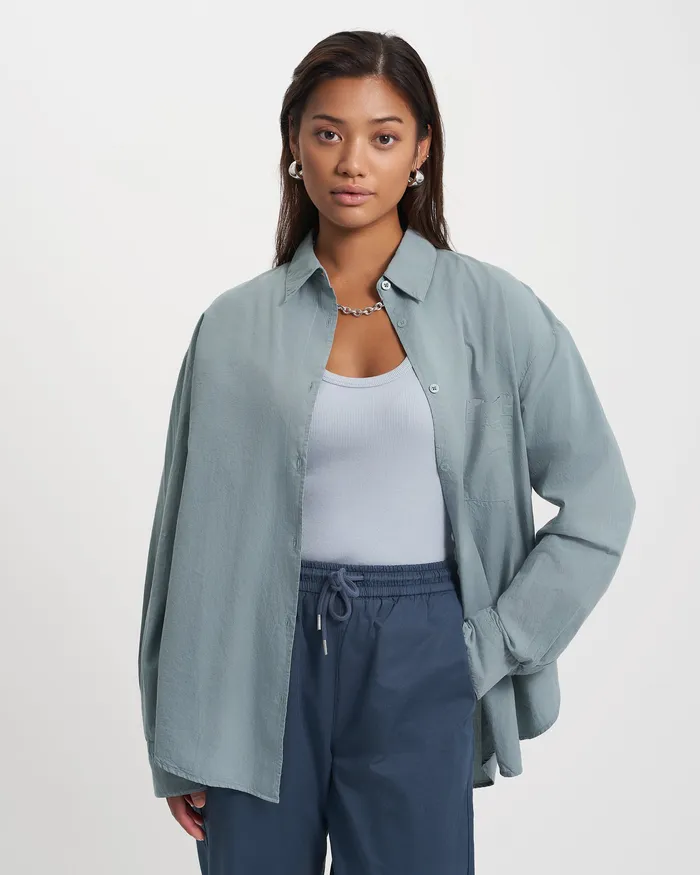 Women Shirts Colorfulstandard Organic Oversized Shirt 8211 Steel Blue