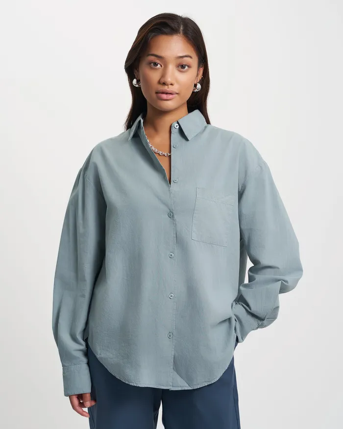 Women Shirts Colorfulstandard Organic Oversized Shirt 8211 Steel Blue