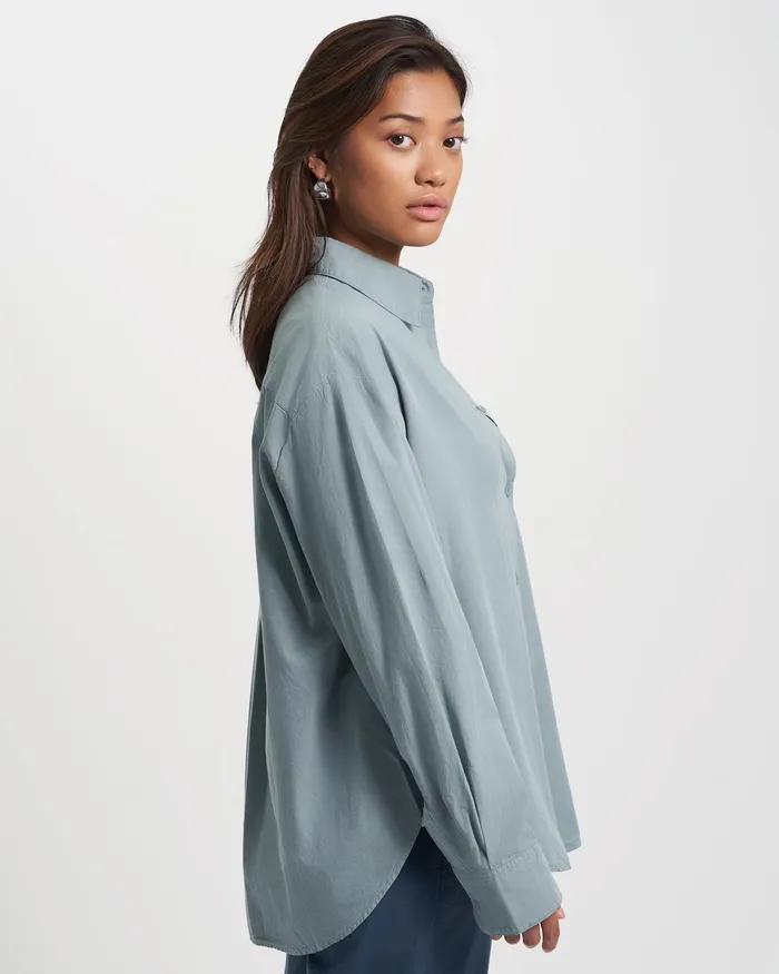 Women Shirts Colorfulstandard Organic Oversized Shirt 8211 Steel Blue