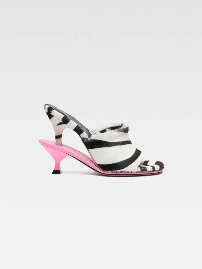 Women Shoes JACQUEMUS The Double Mules Black and White Zebra