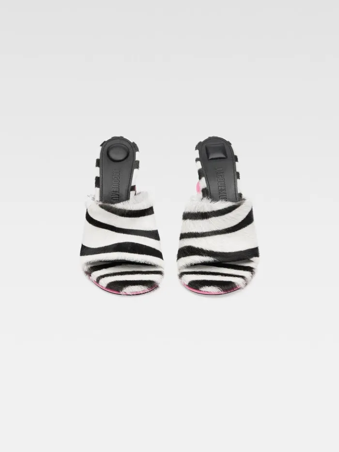Women Shoes JACQUEMUS The Double Mules Black and White Zebra Women Shoes JACQUEMUS The Double Mules Black and White Zebra