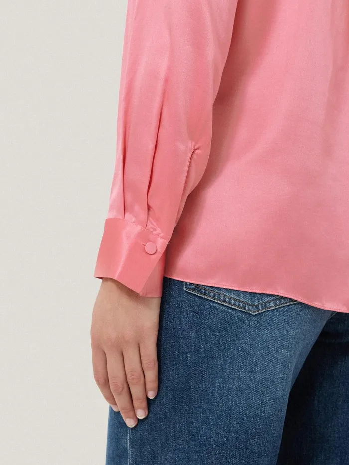 Women Silk Satin Blend Shirt Pink Jigsaw Shirts and Tops