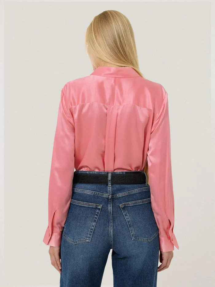 Women Silk Satin Blend Shirt Pink Jigsaw Shirts and Tops