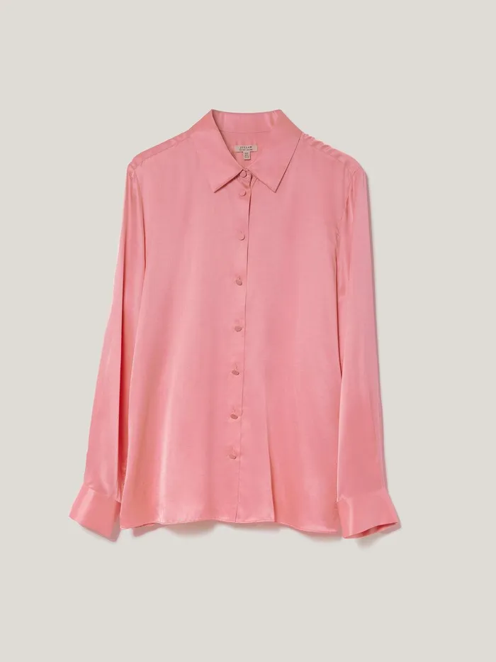 Women Silk Satin Blend Shirt Pink Jigsaw Shirts and Tops