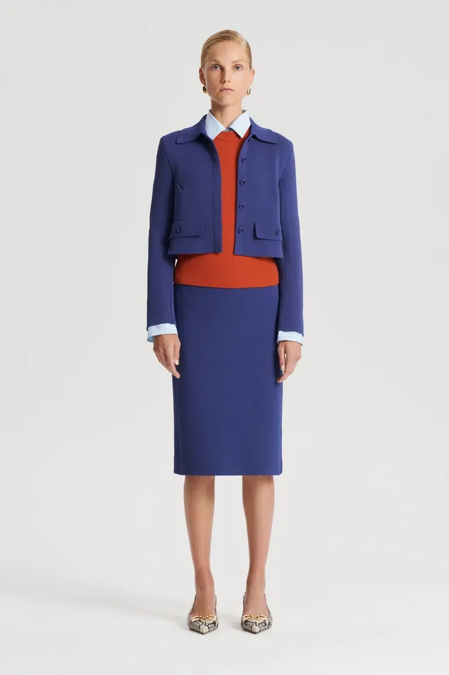 Women Skirts Scanlan Theodore CREPE KNIT PENCIL SKIRT ROYAL