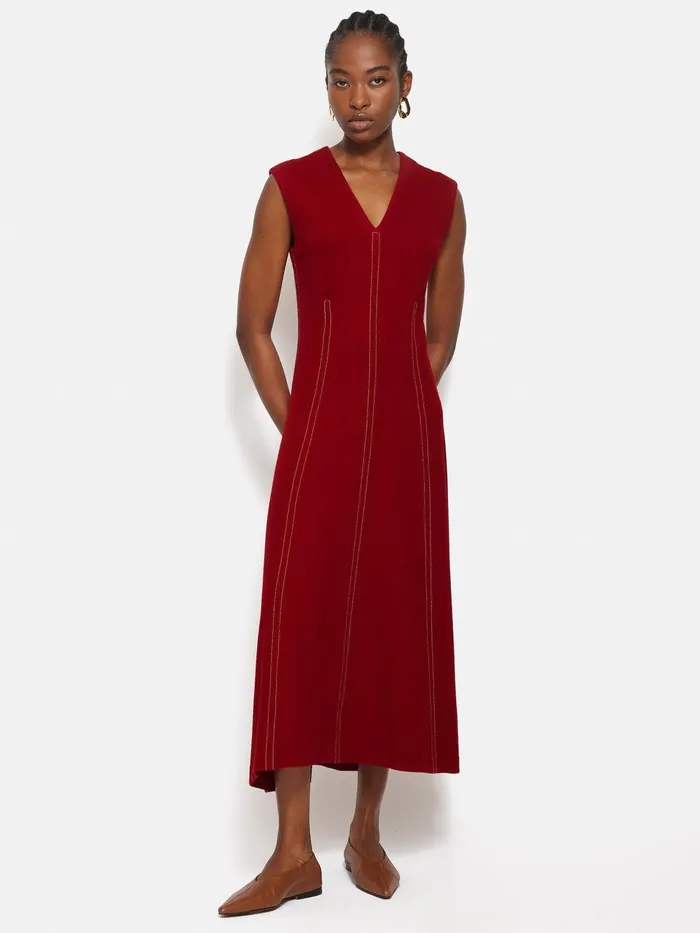 Women Sleeveless Stitched Dress Red Jigsaw Dresses and Jumpsuits