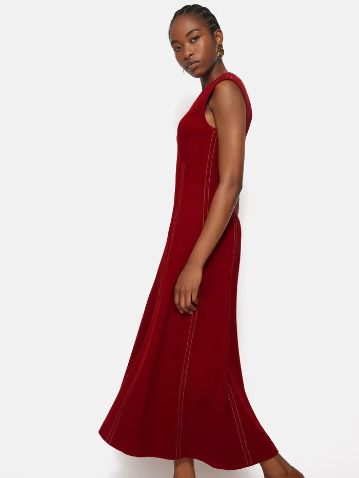 Women Sleeveless Stitched Dress Red Jigsaw Dresses and Jumpsuits