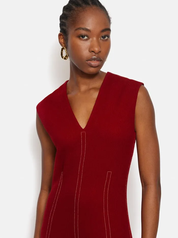 Women Sleeveless Stitched Dress Red Jigsaw Dresses and Jumpsuits