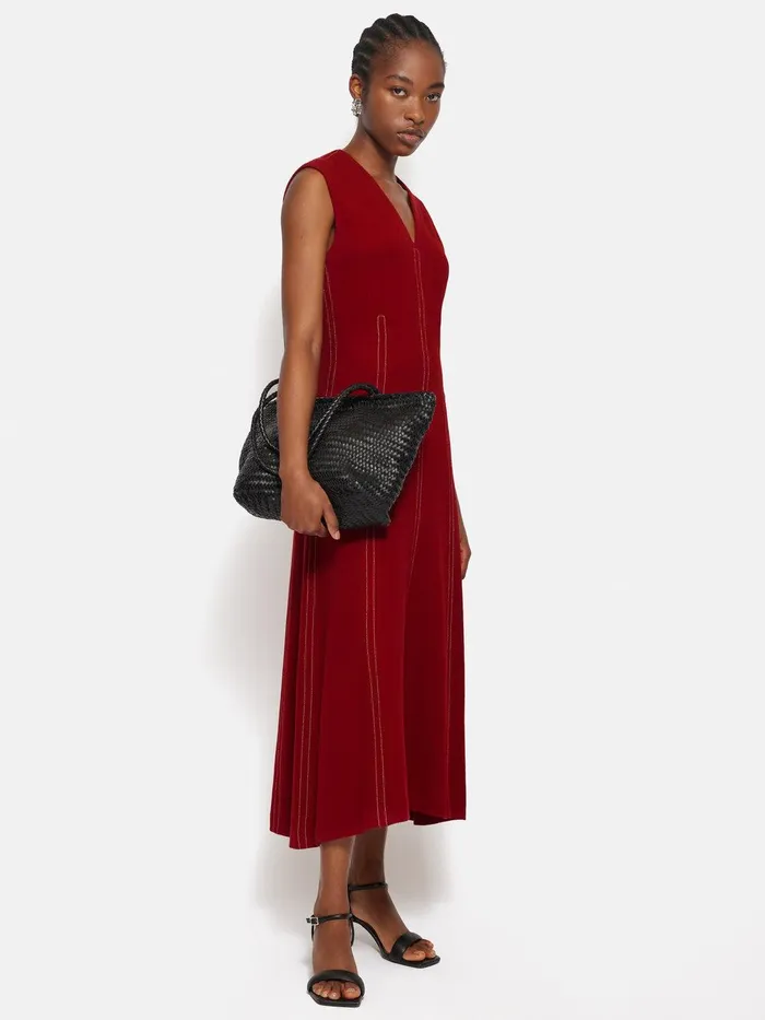 Women Sleeveless Stitched Dress Red Jigsaw Dresses and Jumpsuits