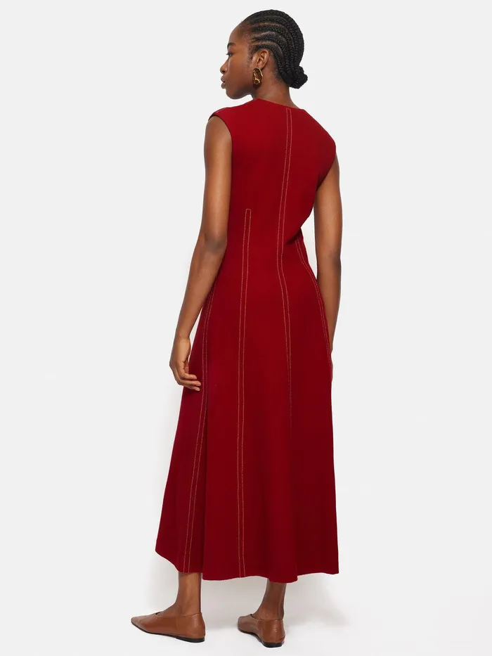 Women Sleeveless Stitched Dress Red Jigsaw Dresses and Jumpsuits