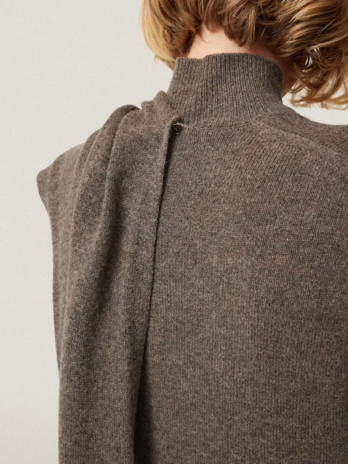 Women Soft Wool Scarf Jumper Dress Taupe Jigsaw Knitwear and Cashmere