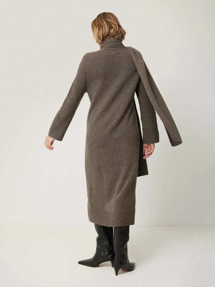 Women Soft Wool Scarf Jumper Dress Taupe Jigsaw Knitwear and Cashmere