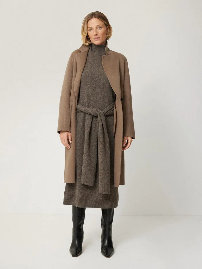 Women Soft Wool Scarf Jumper Dress Taupe Jigsaw Knitwear and Cashmere