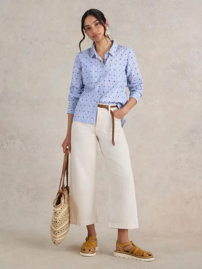 Women Sophie Organic Cotton Shirt Light Blue White Stuff Shirts and Blouses