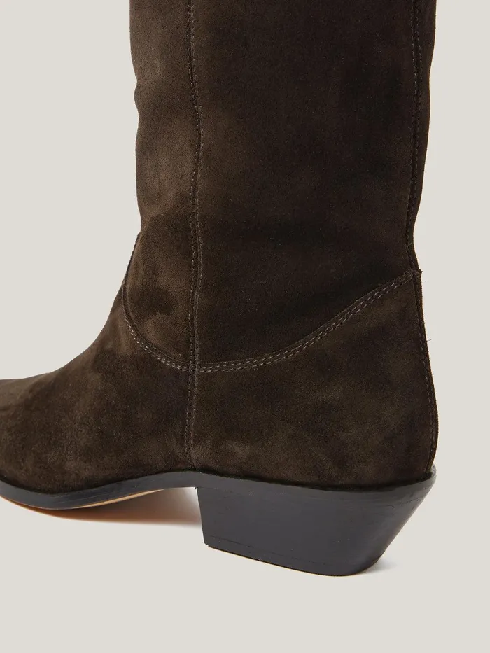 Women Suede Knee High Western Boot Chocolate Jigsaw Boots Women Suede Knee High Western Boot Chocolate Jigsaw Boots
