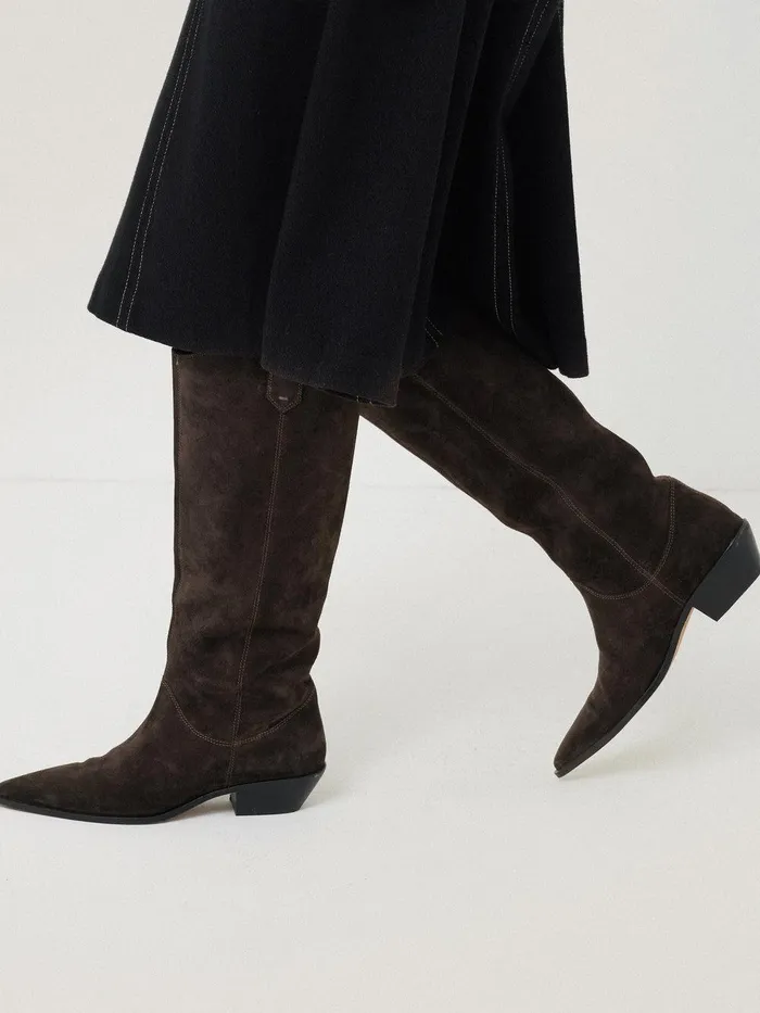 Women Suede Knee High Western Boot Chocolate Jigsaw Boots Women Suede Knee High Western Boot Chocolate Jigsaw Boots