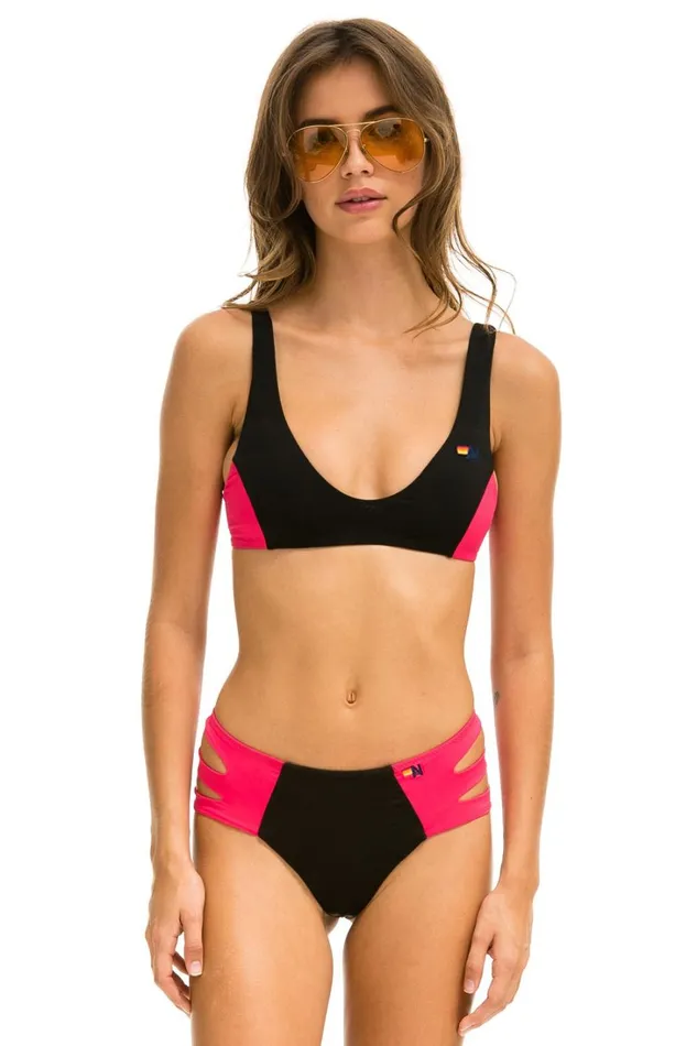 Women Swim Aviator Nation COLOR BLOCK BRALETTE BIKINI TOP 8211 BLACK RED Women Swim Aviator Nation COLOR BLOCK BRALETTE BIKINI TOP 8211 BLACK RED