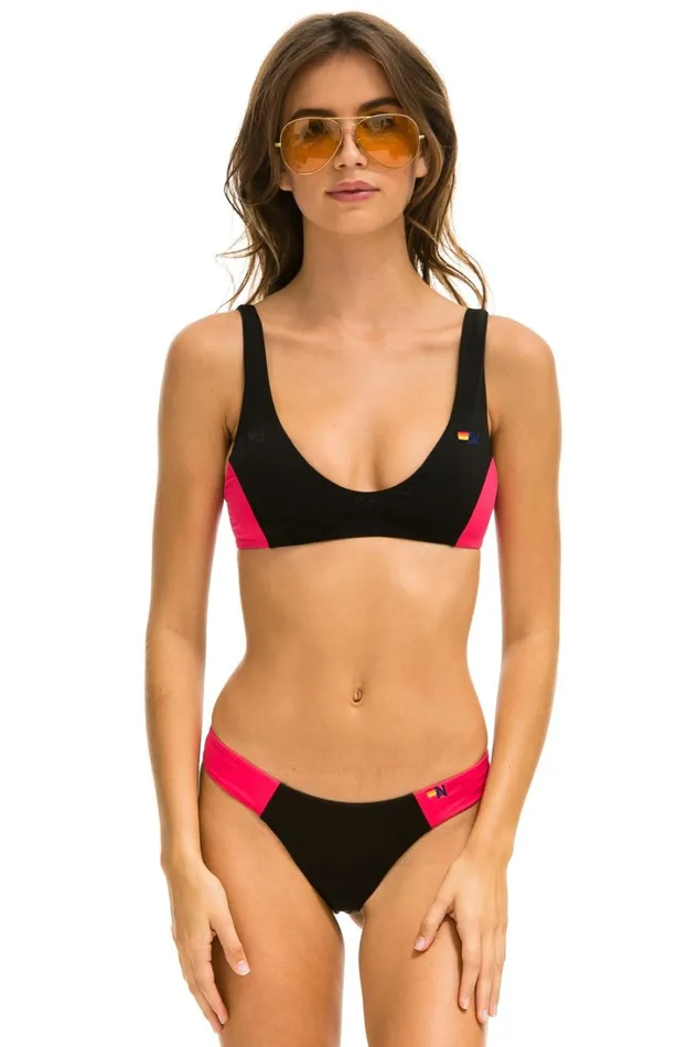 Women Swim Aviator Nation HICUT COLOR BLOCK CHEEKY BIKINI BOTTOMS 8211 BLACK RED Women Swim Aviator Nation HICUT COLOR BLOCK CHEEKY BIKINI BOTTOMS 8211 BLACK RED