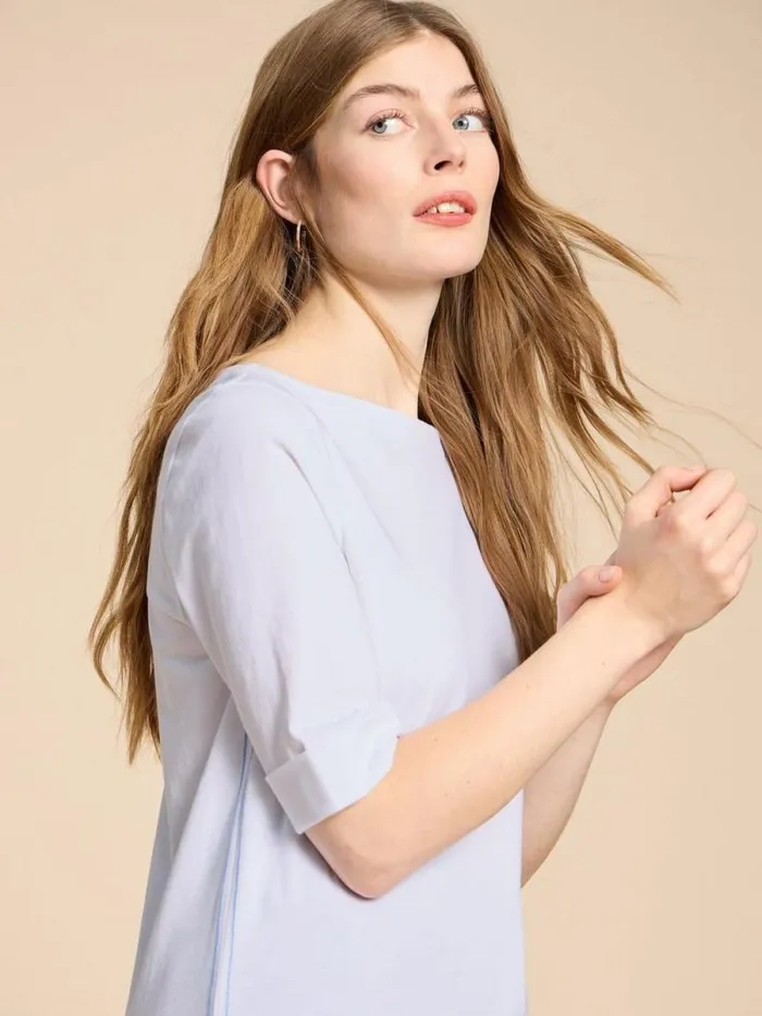 Women SYDNEY BOAT NECK TEE Brilliant White White Stuff Tops and Tees Women SYDNEY BOAT NECK TEE Brilliant White White Stuff Tops and Tees