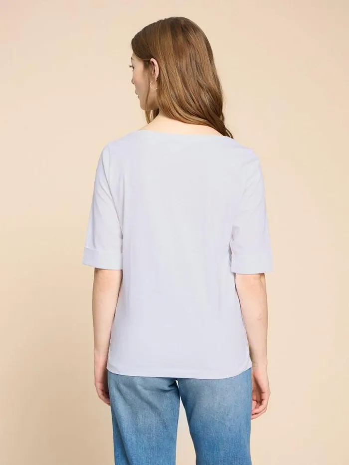 Women SYDNEY BOAT NECK TEE Brilliant White White Stuff Tops and Tees Women SYDNEY BOAT NECK TEE Brilliant White White Stuff Tops and Tees