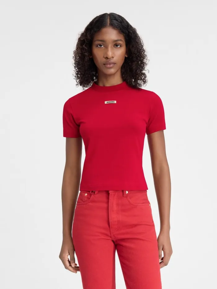 Women Tshirts JACQUEMUS The Gros Grain Tshirt Dark Red