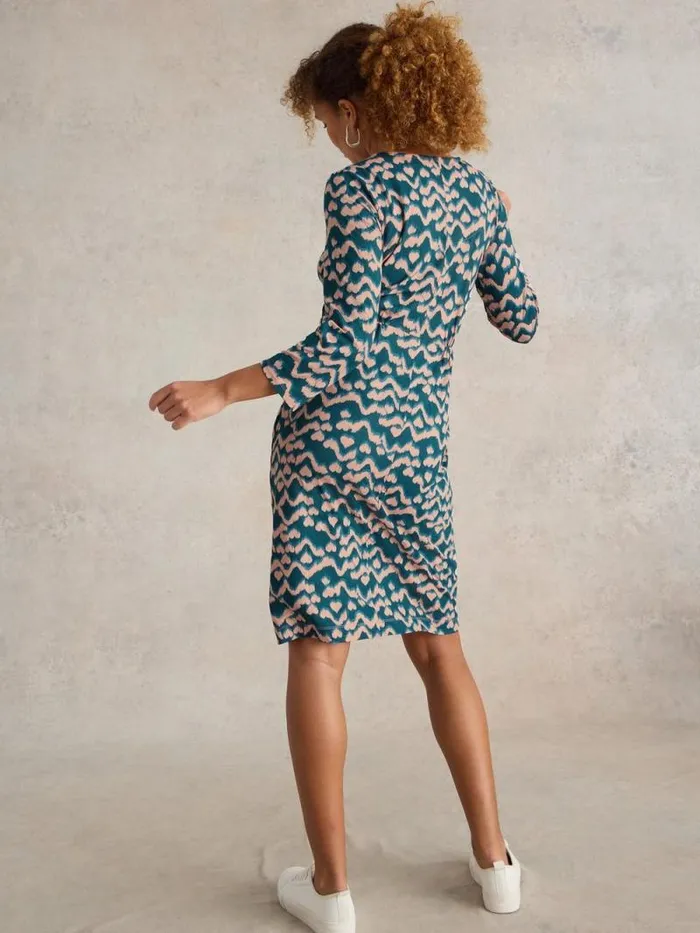 Women Tallie Jersey Printed Dress Teal Print White Stuff Dresses