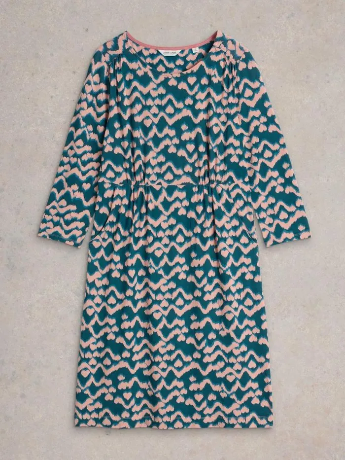 Women Tallie Jersey Printed Dress Teal Print White Stuff Dresses