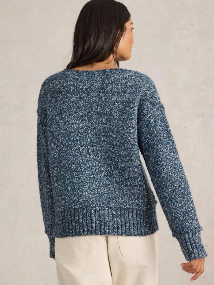 Women TAMMY TEXTURED V NECK Dark Navy White Stuff Knitwear