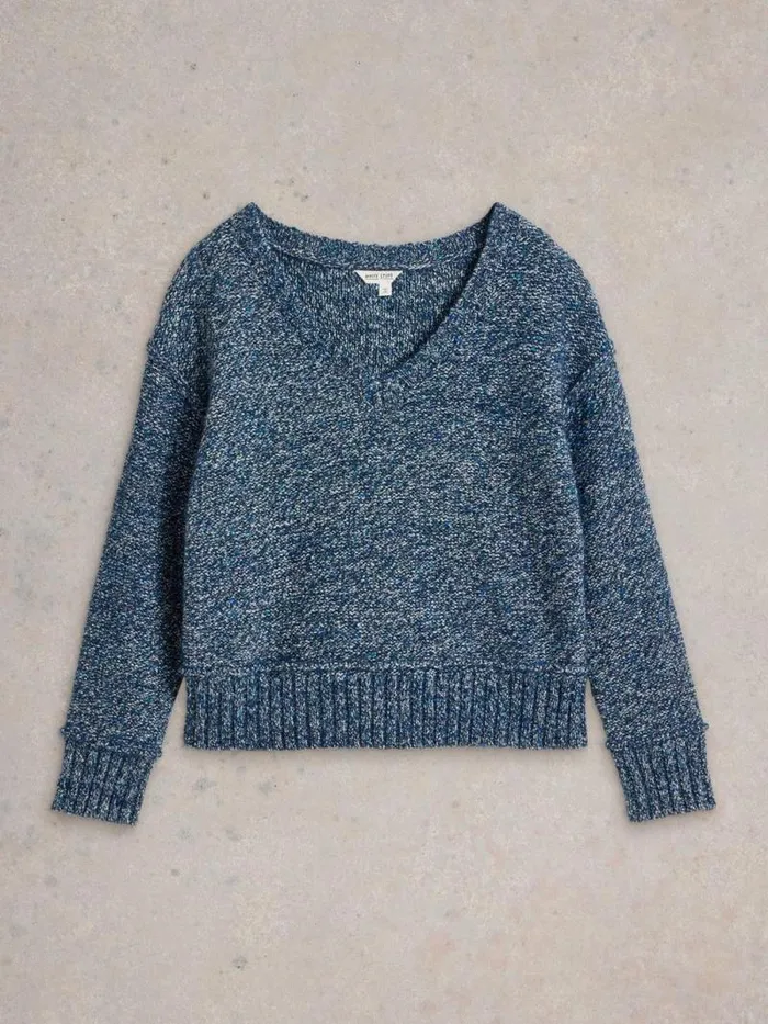 Women TAMMY TEXTURED V NECK Dark Navy White Stuff Knitwear