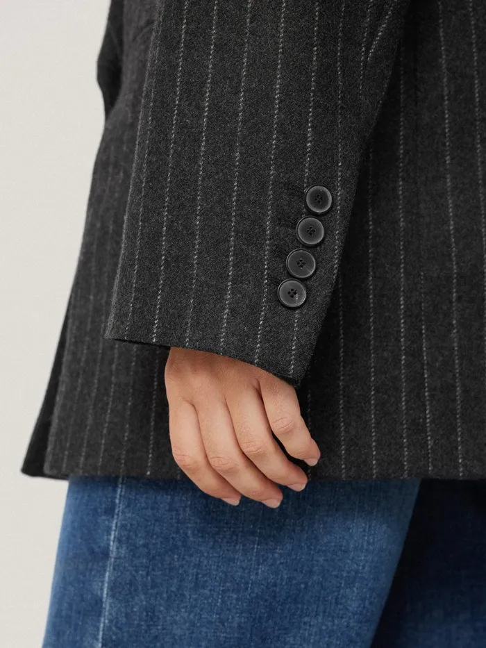 Women Tatton Italian Wool Pinstripe Blazer Grey Jigsaw Suits and Tailoring