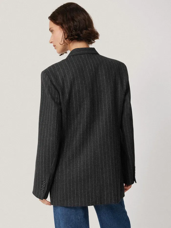 Women Tatton Italian Wool Pinstripe Blazer Grey Jigsaw Suits and Tailoring