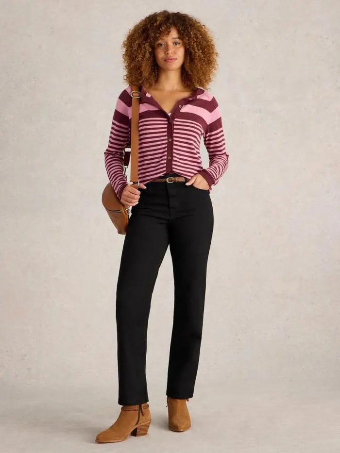 Women Taylor Full Length Straight Jean Black Denim White Stuff Jeans